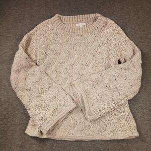 Lauren Conrad Women's Cream Pullover Textured Sweater Size Medium